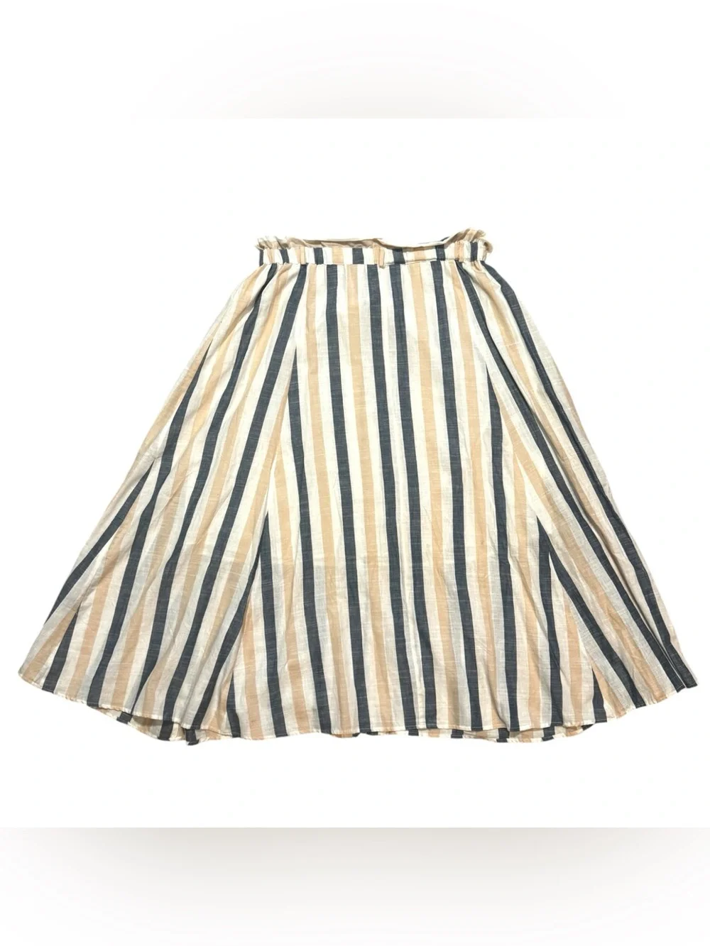 Mlle Gabrielle Striped Button-Front Maxi Skirt in Cream, Tan and Blue - Picture 3 of 10